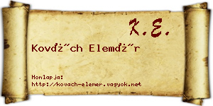 Kovách Elemér névjegykártya
